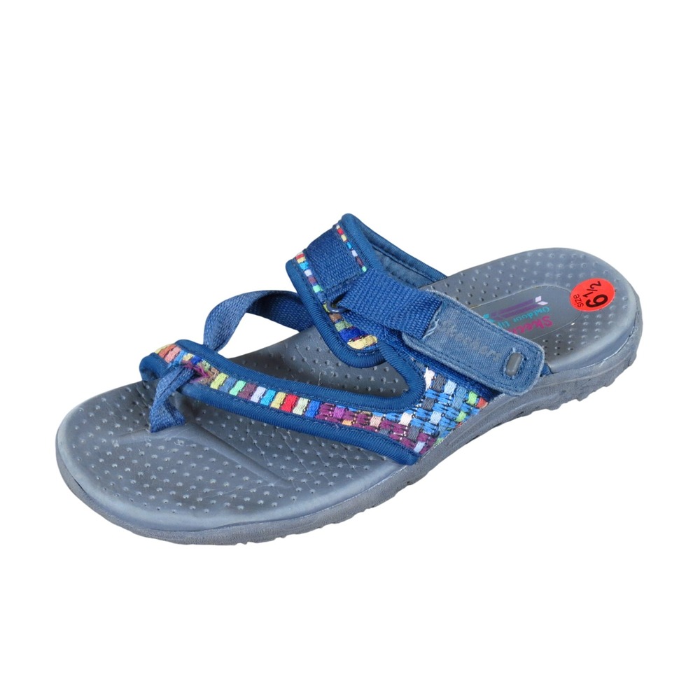 Skechers Reggae Mad Swag Women Toe Thong Sandals 6.5 Outdoor Walking Blue Multi